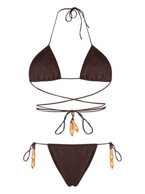 Oséree crystal-detail bikini set - Brown