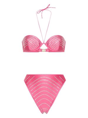 Oséree crystal-embellished balconette bikini - Pink