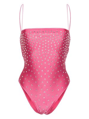 Oséree crystal-embellished high-cut one-piece - Pink