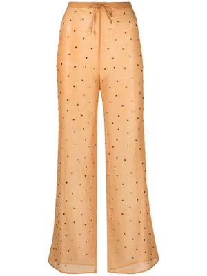 Oséree crystal-embellished wide-leg trousers - Orange