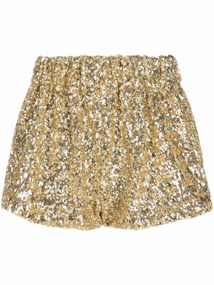 Oséree elastic-waist sequin-embellished shorts - Gold