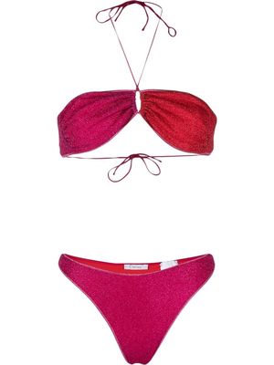 Oséree glittered tie-fastening bikini set - Pink