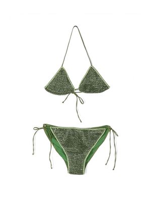 Oseree Kids metallic triangle bikini set - Green