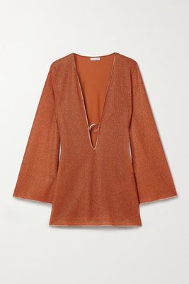 Oséree - Lumière Embellished Metallic Stretch-knit Kaftan - Orange