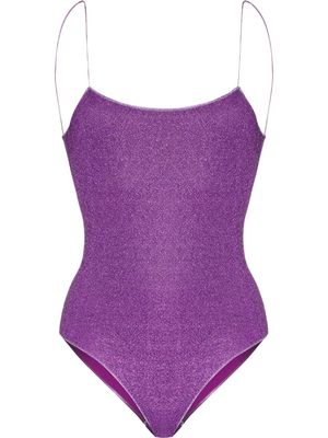 Oséree Lumiére low-back lurex swimsuit - Purple