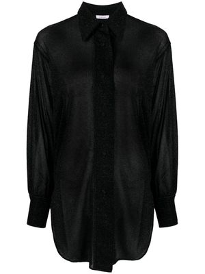 Oséree Lumiere lurex semi-sheer shirt - Black