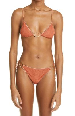 Oséree Lumière O-Ring Two-Piece Swimsuit in Orange