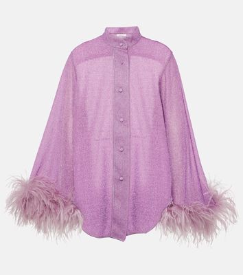 Oséree Lumière Plumage feather-trimmed shirt