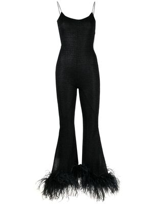 Oséree Lumière Plumage V-back jumpsuit - Black