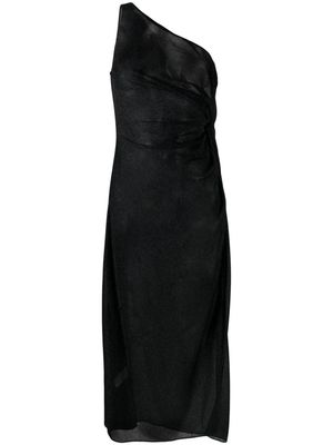Oséree Lumière sheer one-shoulder dress - Black