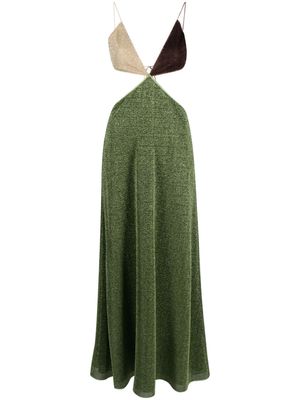 Oséree lurex-detail cut-out long dress - Green