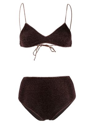Oséree metallic-detail two-piece bikini - Brown