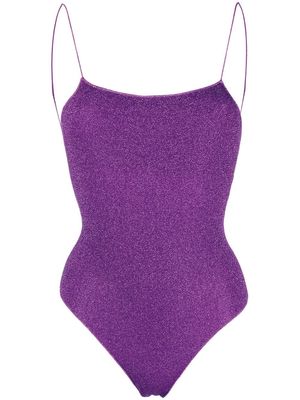Oséree metallic-finish backless swimsuit - Purple