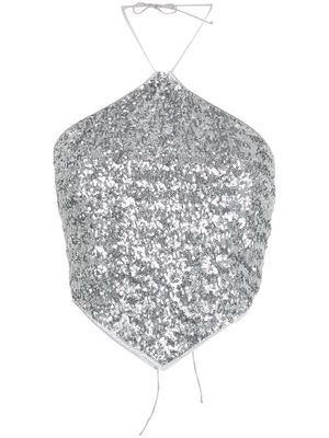 Oséree Paillettes Necklace squinned tank top - Silver