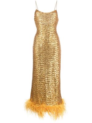 Oséree Plumage sequin-embellished slip dress - Yellow
