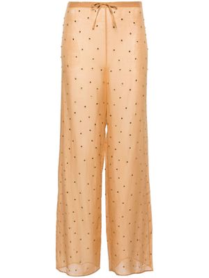 Oséree rhinestone-embellished straight-leg trousers - Neutrals