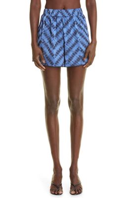 Oséree Safari Tie Dye Jacquard Cover-Up Shorts in Blue