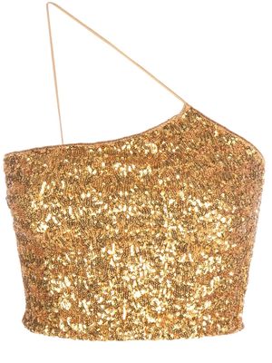 Oséree sequin-embellished crop top - Yellow
