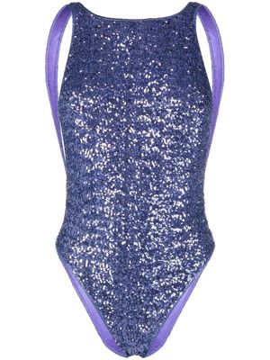 Oséree sequin-embellished design swimsuit - Purple