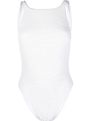 Oséree sequin-embellished low-back one-piece - White