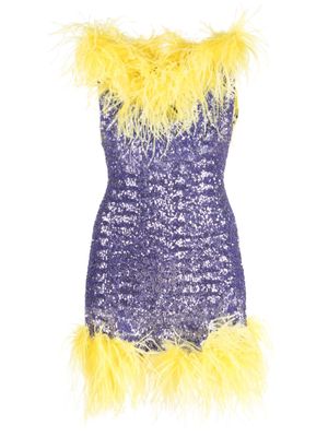 Oséree sequinned feather-trim minidress - Purple