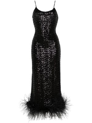 Oséree sequinned plumage maxi dress - Black