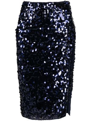Oséree sequinned side-split skirt - Blue