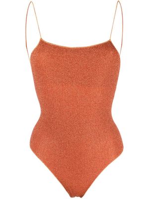 Oséree square-neck fitted swimsuit - Orange