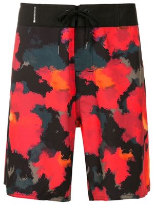 Osklen abstract-print drawstring surf shorts - Red