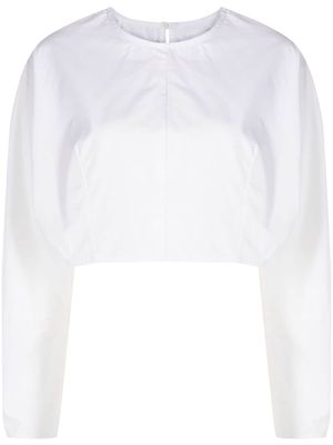 Osklen collarless cotton cropped shirt - White