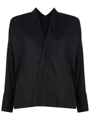 Osklen collarless drop-shoulder shirt - Black