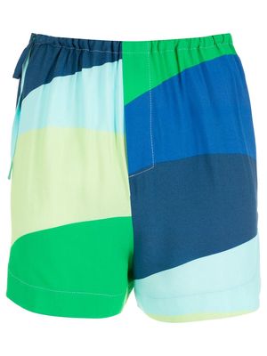 Osklen colour-block print shorts - Blue