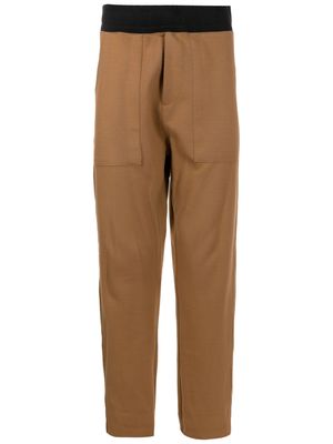 Osklen contrasting-waistband jersey trousers - Brown