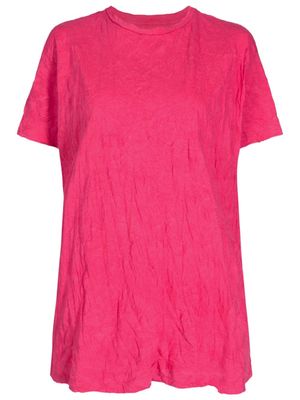 Osklen crinkled short-sleeve cotton T-shirt - Pink