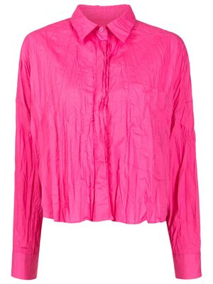 Osklen cropped crinkled cotton-blend shirt - Pink