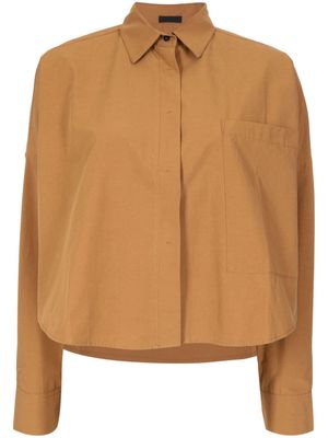 Osklen cropped long-sleeve cotton shirt - Brown