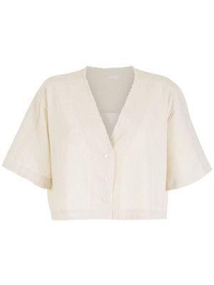 Osklen cropped V-neck blouse - Neutrals