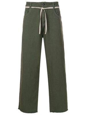 Osklen drawstring-waistband cropped trousers - Green