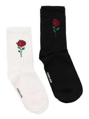 Osklen embroidered-rose detail sock pack - Black