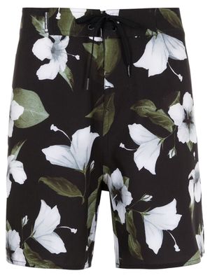 Osklen Floral Acqua-print drawstring swim shorts - Black