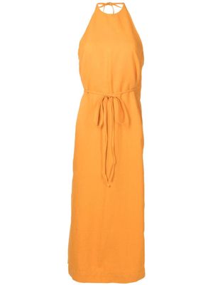 Osklen halterneck cotton-linen blend dress - Yellow