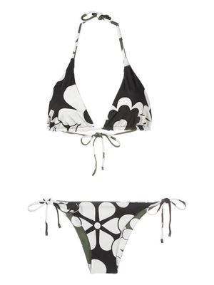 Osklen Holiday-print reversible side-tie bikini - Black