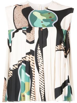 Osklen Largo do Machado-print pleated blouse - Multicolour