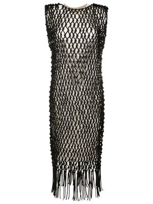 Osklen layered macramé maxi dress - Black
