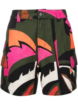 Osklen leaf-print cargo shorts - Multicolour