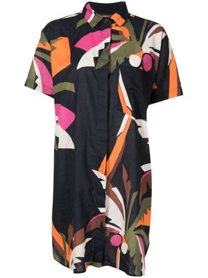 Osklen leaf-print linen blend shirtdress - Multicolour