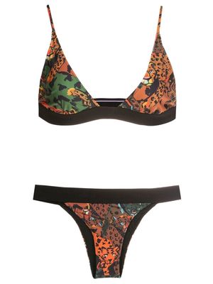 Osklen leopard-print triangle bikini set - Brown