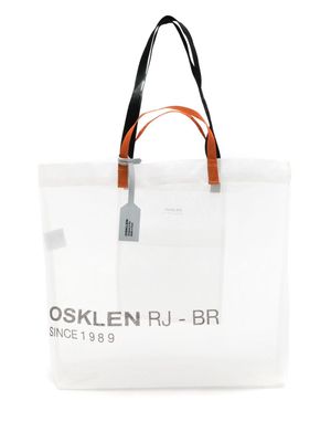 Osklen logo-embellished transparent tote bag - White