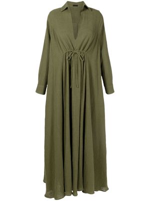 Osklen long-sleeved draped maxi dress - Green
