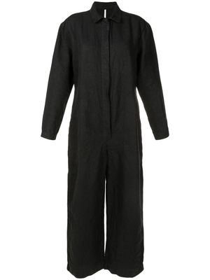 Osklen long-sleeved linen jumpsuit - Black